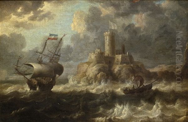 Shipping Off The Coast With A Castle In The Distance by Bonaventura Peeters the Elder