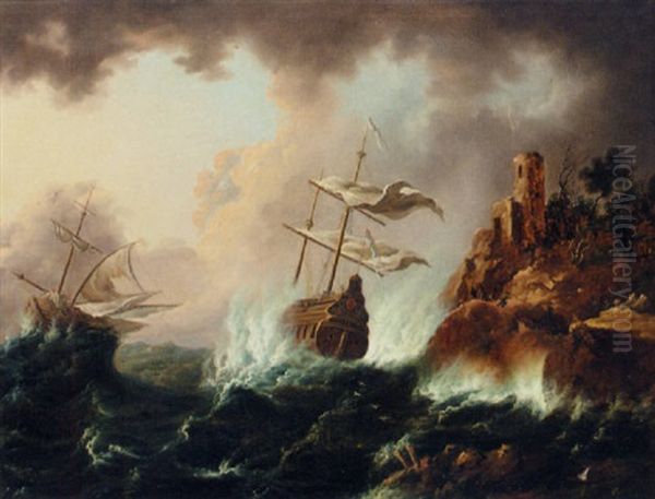 Vessels Heading For The Rocks In A Storm by Bonaventura Peeters the Elder