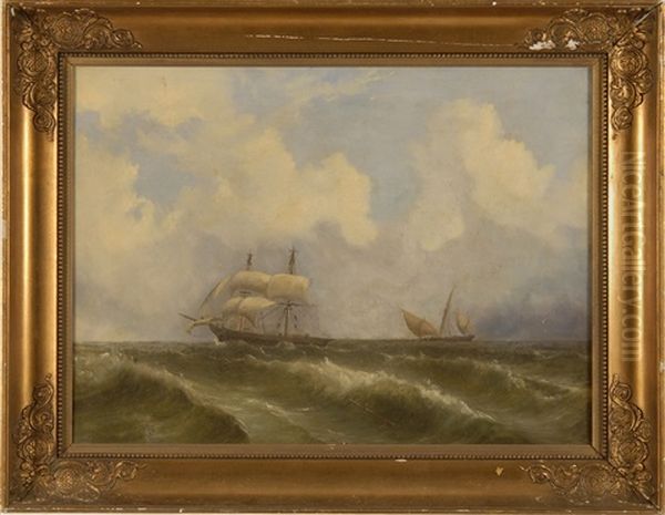 Ships At Sea by Ferdinand Victor Perrot