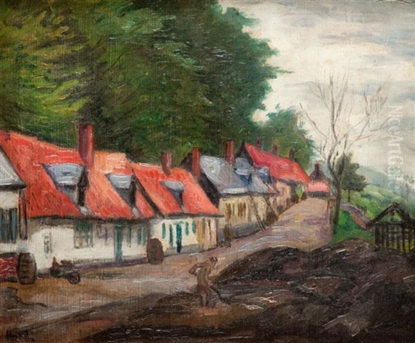 Houses Next To The Road by Jean Peske