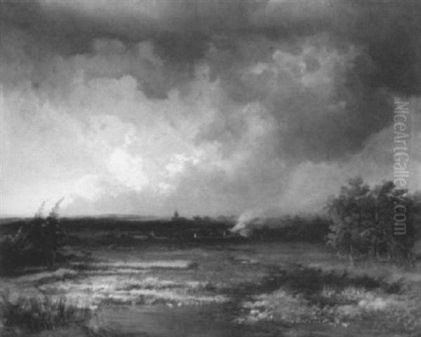 Schwabische Landschaft Unter Einem Aufziehenden Gewitter by Pieter Francis Peters