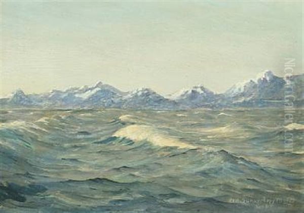 Coastal Scenery From Greenland With Snow-covered Mountains by Emanuel A. Petersen