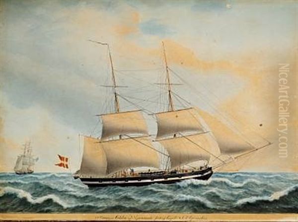 Ship Portrait Of Briggen Colibri From Apenrade by Jakob Petersen