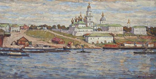 View Of The Kostroma Kremlin Across The Volga River by Petr Ivanovich Petrovichev