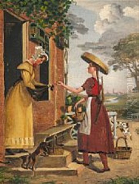 Woman Selling Fruit In Wandsbeck by Frederik (Fritz) Petzholdt