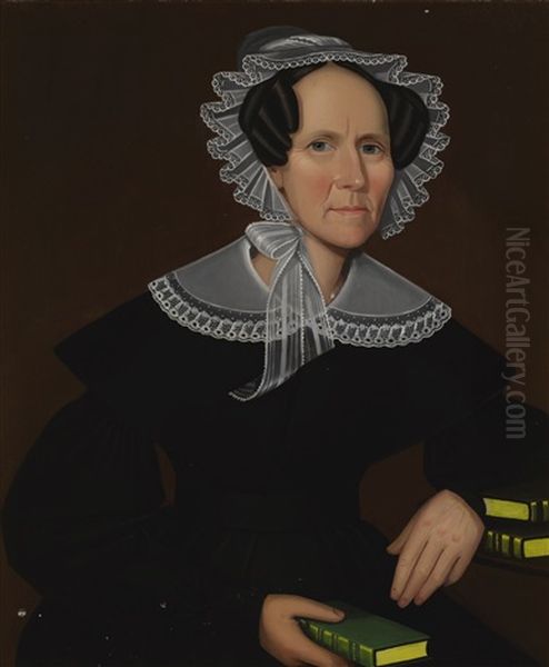 Portrait Of Woman Holding A Book by Ammi Phillips