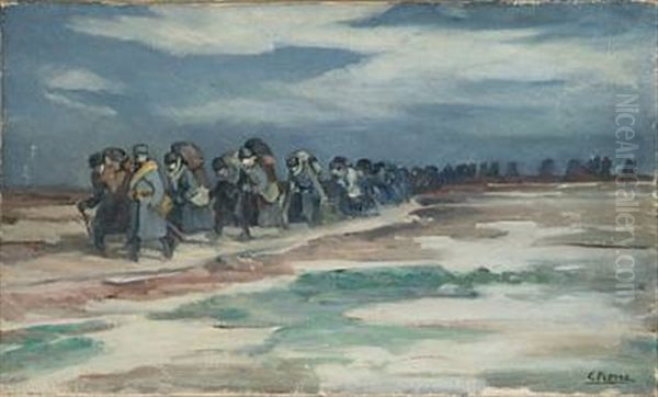 Soldiers On March Oil Painting - Gustave (Rene) Pierre