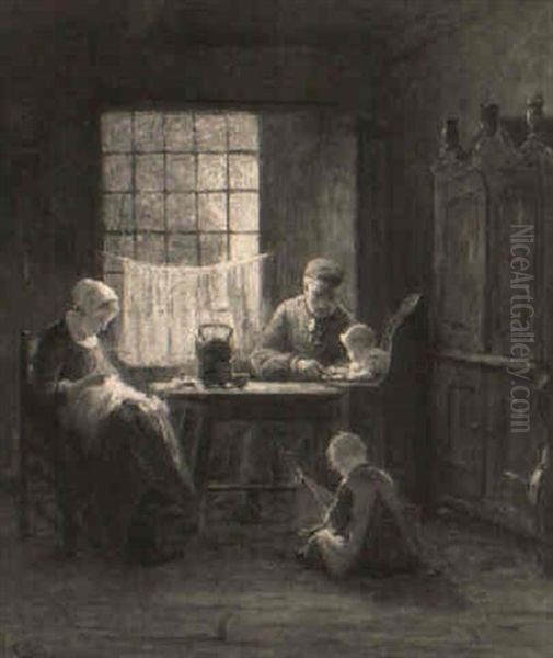 Family In An Interior by Evert Pieters