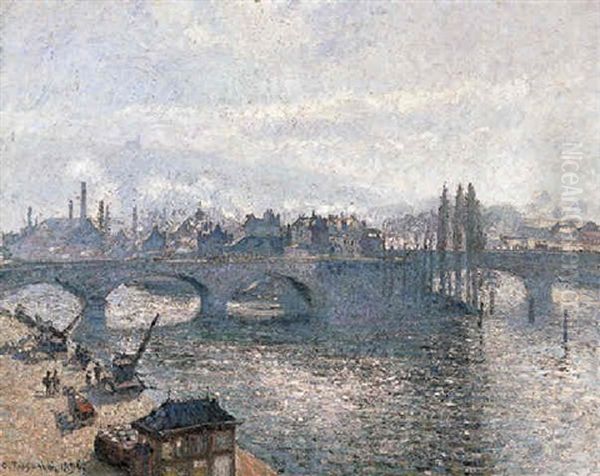 Le Pont Corneille A Rouen, Effet Du Matin by Camille Pissarro