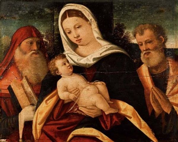 Maria Mit Kind, Heiligem Hieronymus Und Joseph by Bonifazio de Pitati