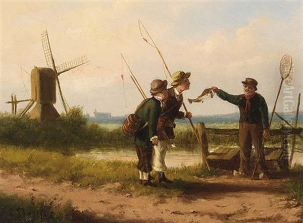 Voor Plazier Uit Visschen (+ Met De Zilvere Hengel; Pair) by Laurens Plas