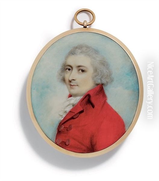 A Young Gentleman In Red Coat With Brass Buttons by Andrew Plimer