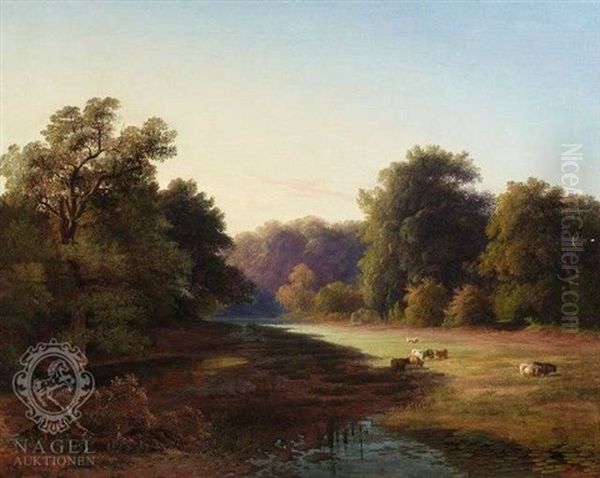 Sommerlandschaft Mit Kuhen by Hans Pock