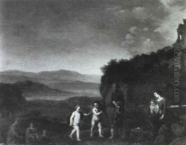 Le Repos De La Sainte Famille by Cornelis Van Poelenburgh