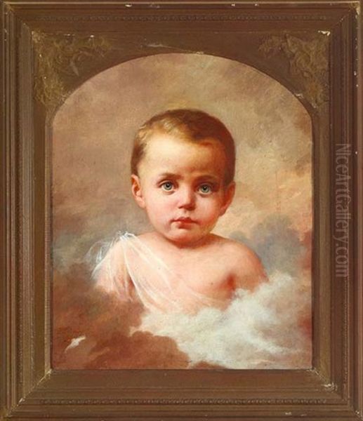 Mourning Portrait Of A Young Child (alfred Leucht?) by Paul E. Poincy