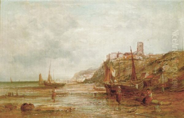 Fishing Vessels At Low Tide, Cromer by Alfred Pollentine