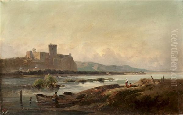 Chateau De Beaucaire Au Bord Du Rhone by Antoine Claude Ponthus-Cinier