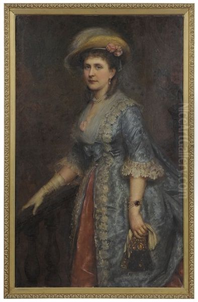 Portrait Of A Woman Standing On A Stair by Benjamin Curtis Porter