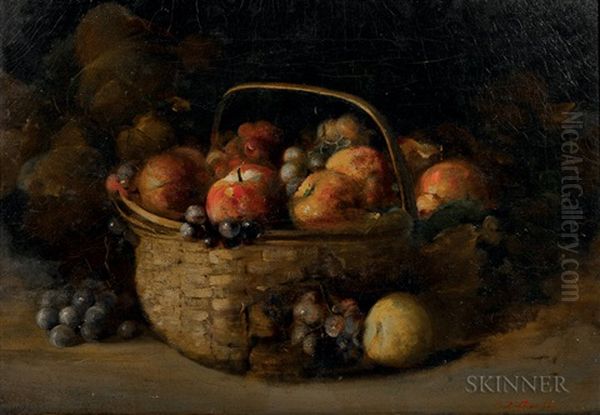 Apples And Grapes In A Splint Basket by Charles Porter