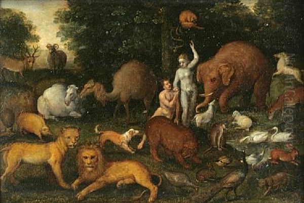 Adam And Eve In The Garden Of Eden by Frans Pourbus the Elder