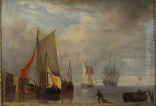 Fishing And Merchant Vessels Coming Into Port by Charles Martin Powell