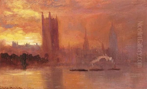 Westminster At Sunset by George Hyde Pownall