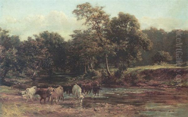 Cattle Crossing A River by William M. Pratt