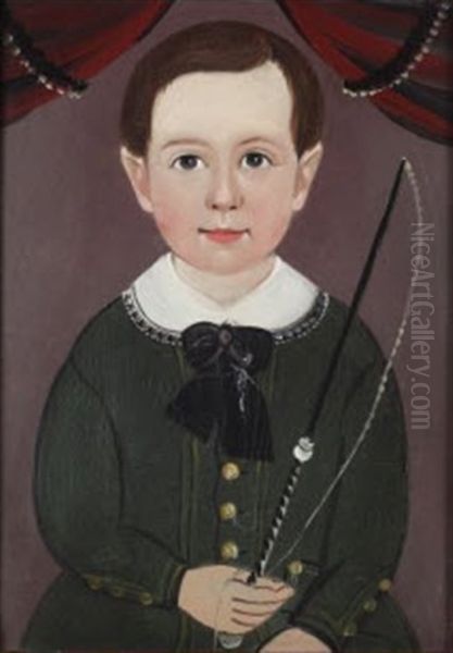 Boy In Green Outfit With Whip (+ Portrait Of A Boy In A Dark Suit; 2 Works) by William Matthew Prior