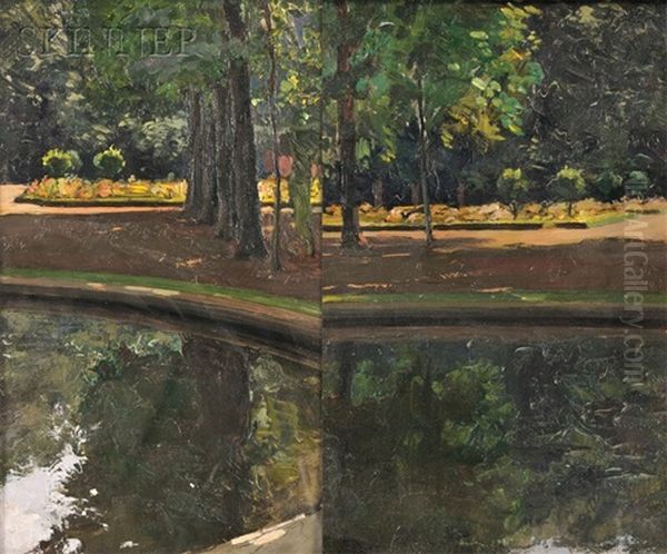 Landscape Views, Possibly Central Park (2 Works) by Howard Pyle