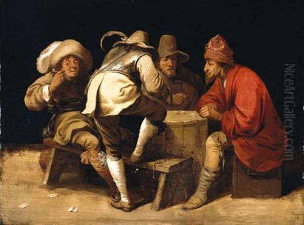 Soldiers Gambling With Dice In An Interior by Pieter Jansz Quast