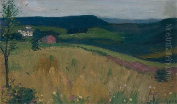 Country Field With Barn by George Raab