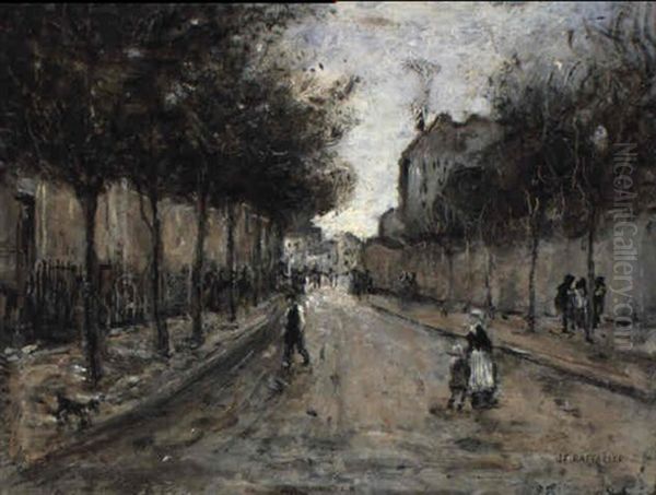 A Tree Lined Street by Jean Francois Raffaelli