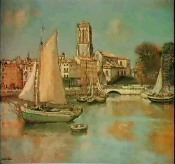 Entree Du Bassin De La Rochelle by Jean Francois Raffaelli