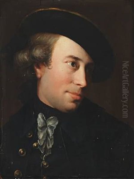 The Artist's Self-portrait With Black Hat And Coat by Christian Rafn