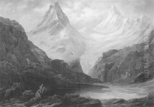 Bachalpsee Mit Finsteraarhorn Und Schreckhorn by Johann Rudolf Rapp