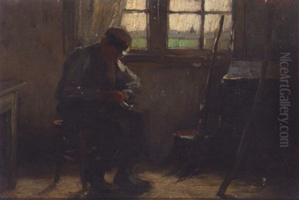 A Man In His Workshop by Alexander Gerhard Anton van Rappard