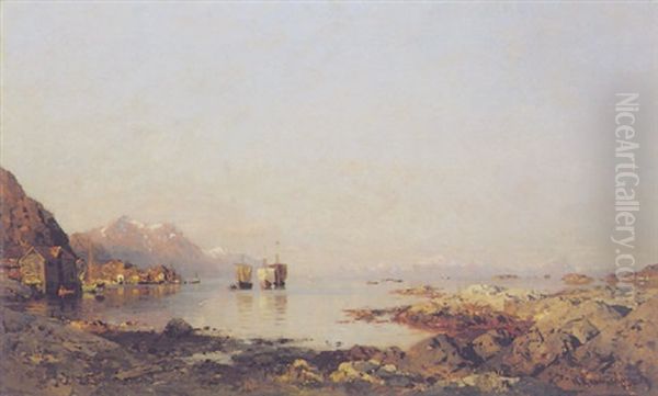 Shiping On The Fjord by Georg Anton Rasmussen