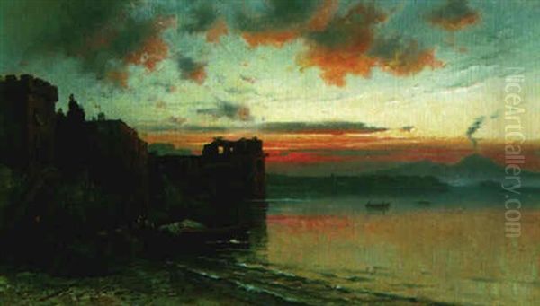 A View Of The Bay Of Naples by Franz Reder-Broili