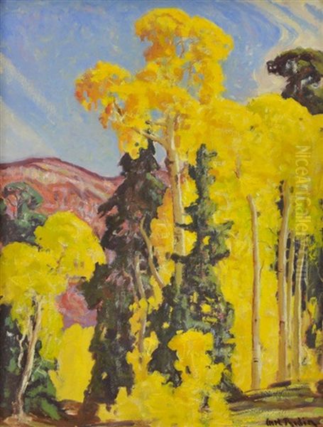 Landscape With Yellow Aspens by Carl Redin