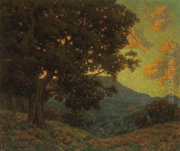 California Oak Oil Painting - Granville S. Redmond