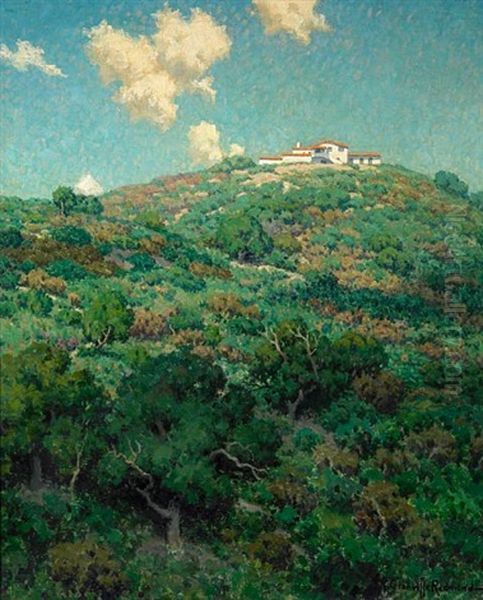 Ranch House On A Hill (la Canada?) by Granville S. Redmond