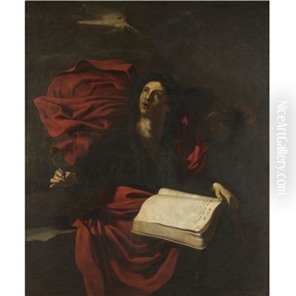 Saint John The Evangelist On The Island Of Patmos by Nicolas Regnier