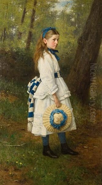 Girl In Woodland by George Reid