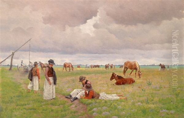 Junge Hirten In Der Puszta by Hermann Reisz