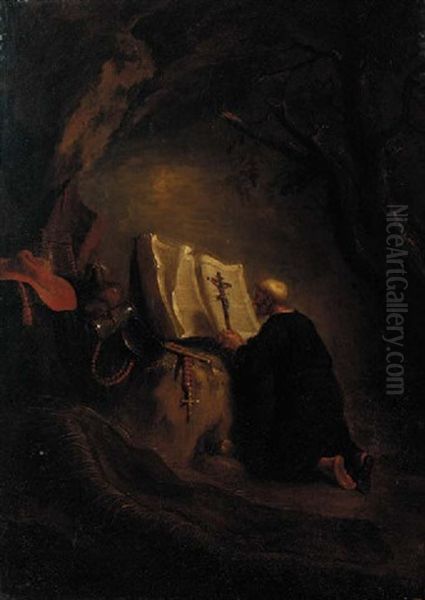 Saint Jerome In The Wilderness by  Rembrandt van Rijn