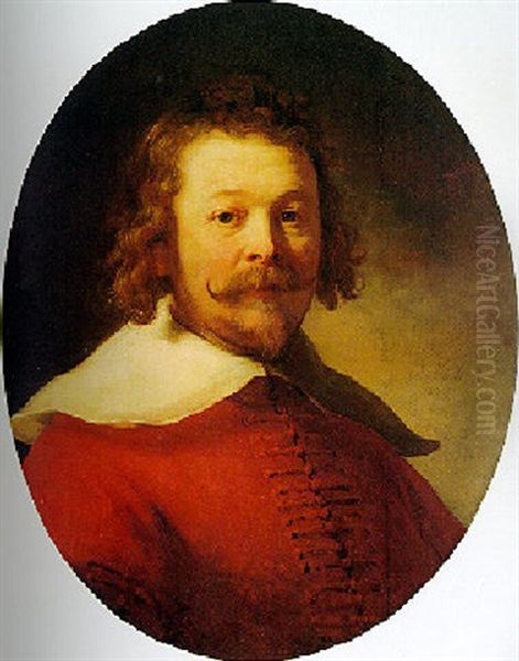 Portrait Of A Bearded Man In A Red Coat by  Rembrandt van Rijn