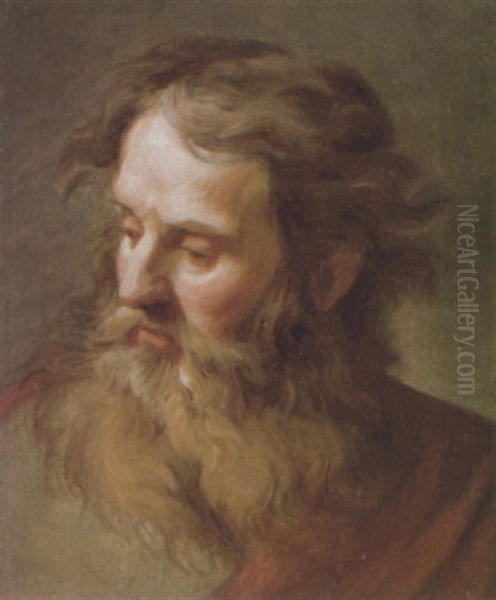 The Head Of A Bearded Saint by Jean Restout the Younger