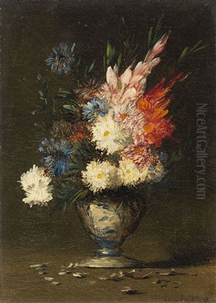 Bouquet In A Porcelain Vase by Germain Theodore Ribot