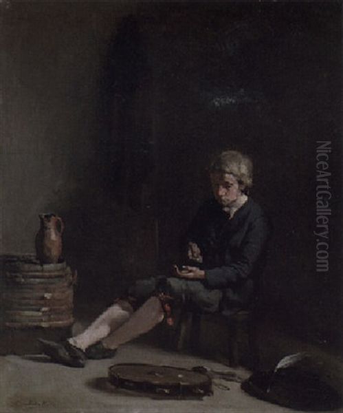 The Tambourine Player by Theodule Ribot