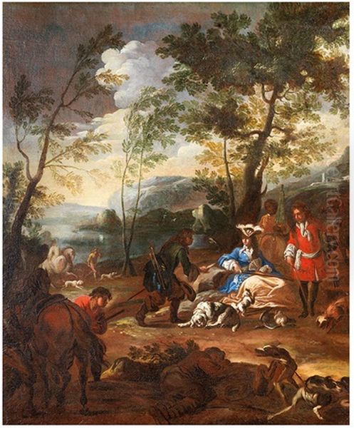 La Halte Lors De La Chasse A Courre by Sebastiano Ricci